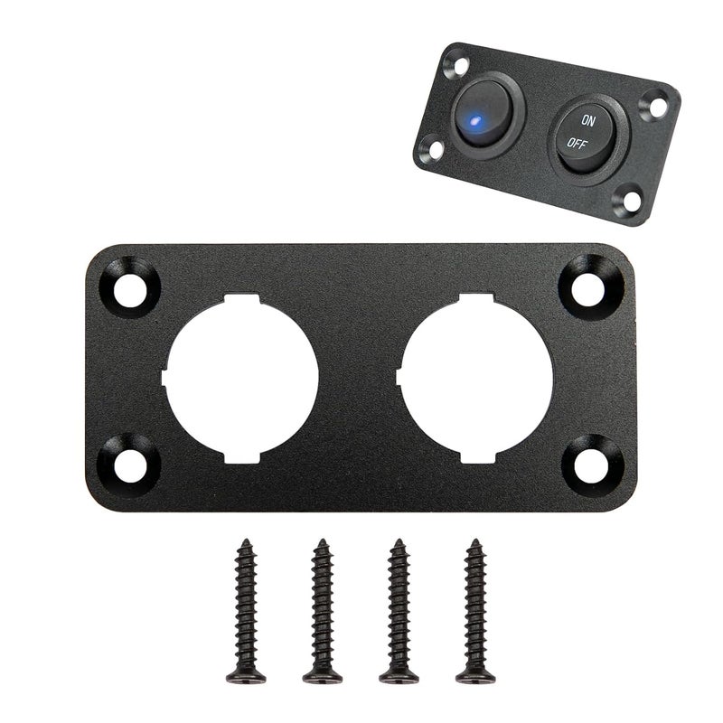 SDAQGE Switch Panel, Round 12 Volt Marine Switch Panel Aluminum Waterproof Rocker Switch Panel for Car Truck Marine Boat Rv Vehicle (2 Way) - Image 1